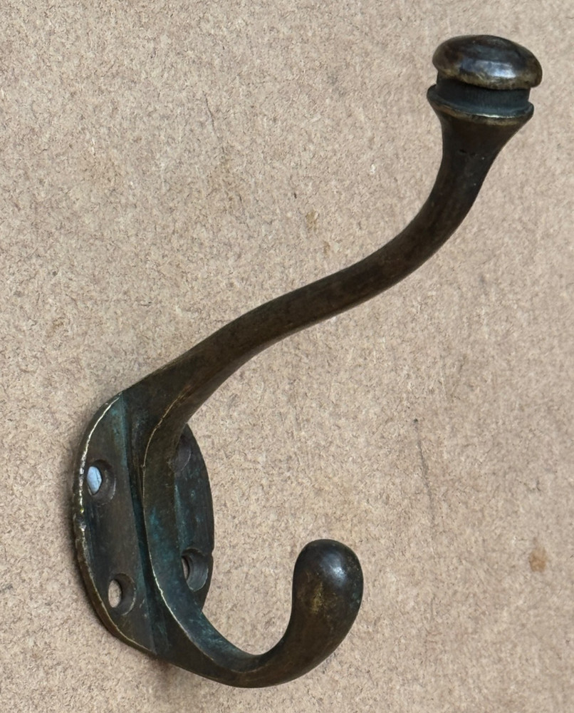ANTIQUE BRASS DOUBLE COAT HOOK RECLAIMED