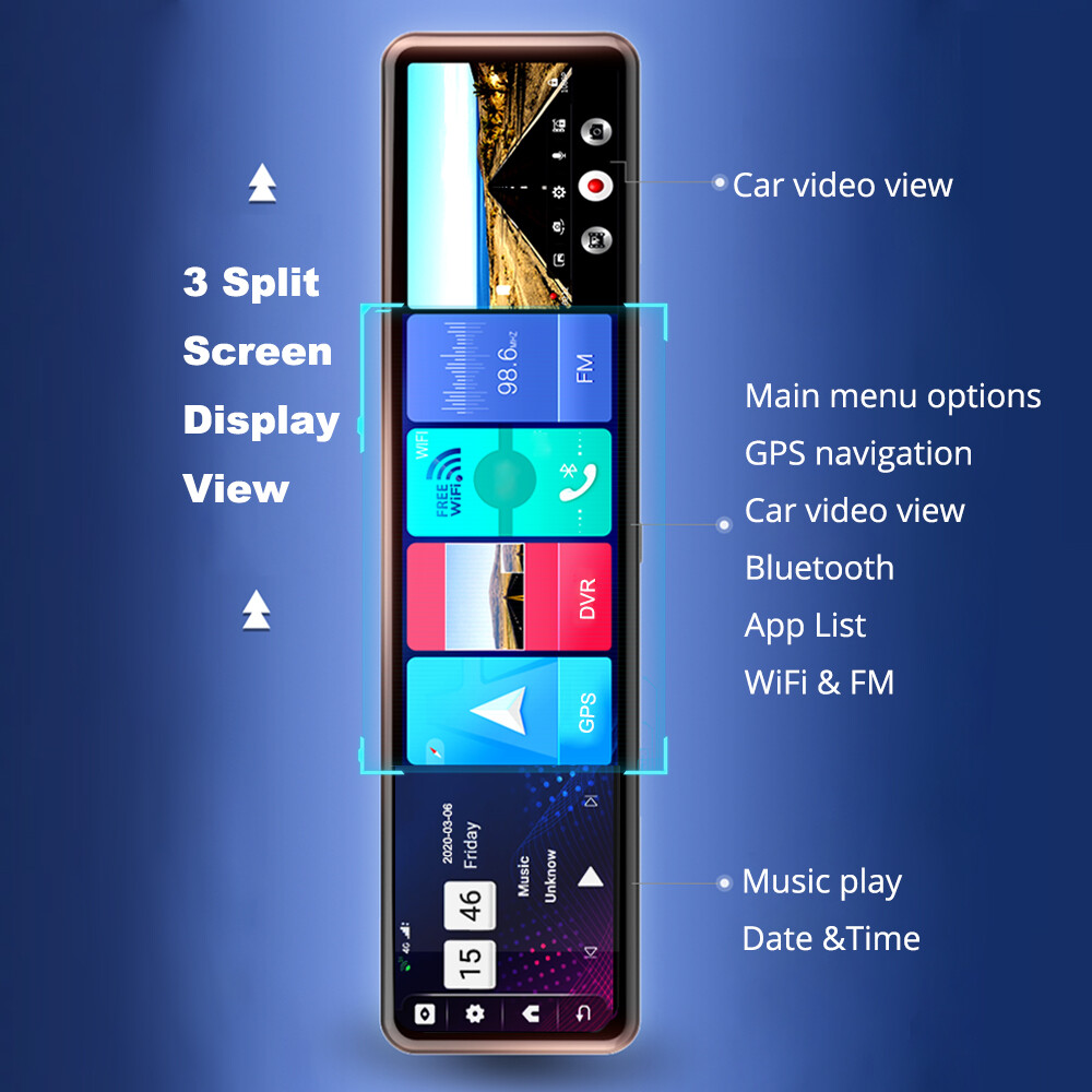 12"Full Touch IPS 4G wifi Car DVR Camera Android dash cam smart rearview mirror