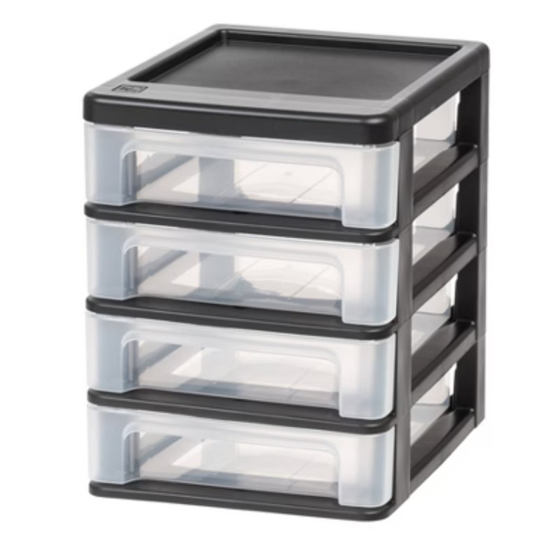 2pk Desktop Organizer, 4 Drawer Compact Black Stackable