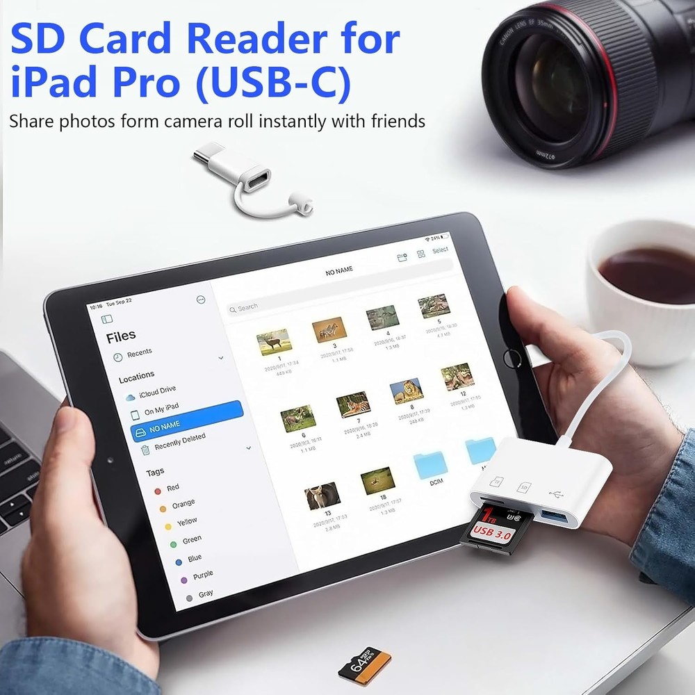 USB C SD Card Reader for iPhone 16e/16/16 Pro/16 Pro Max/16 Plus/15,iPad...