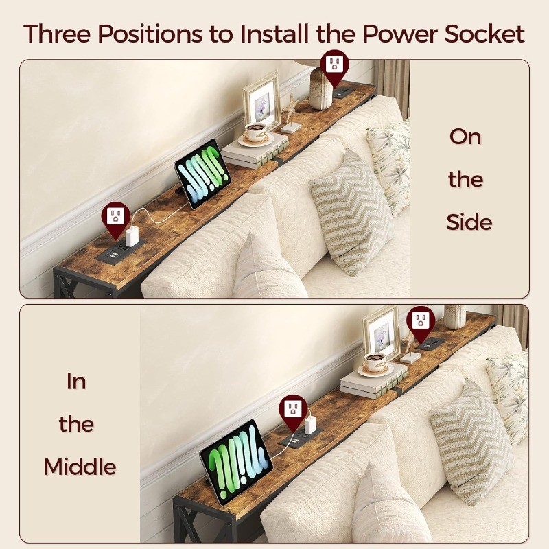 Narrow Sofa Table with Charging Station, 2 Pack Skinny Console Table, Slim
