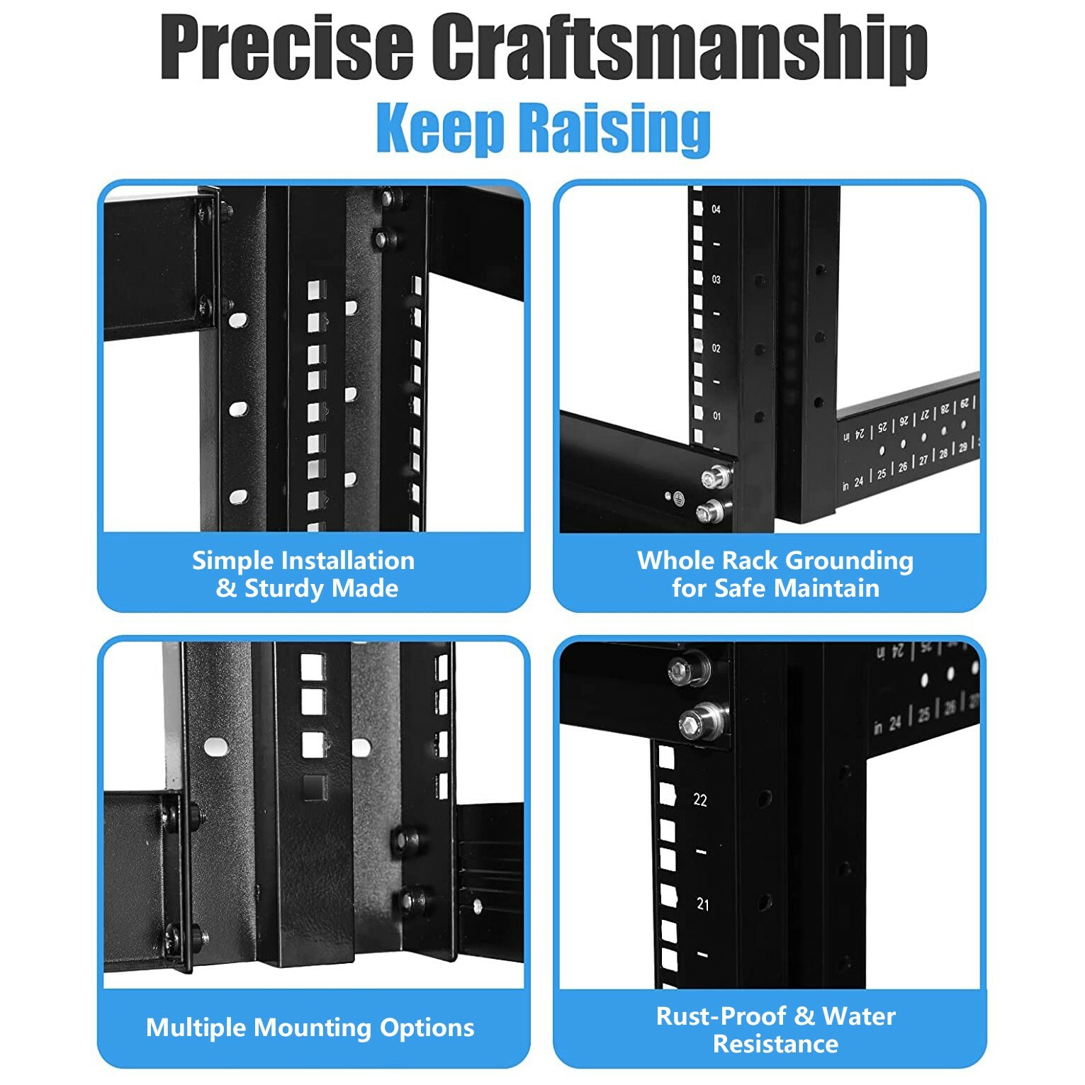 27U 4 Post Open Frame Server Network Data Rack Enclosure 19'' Adjustable Depth