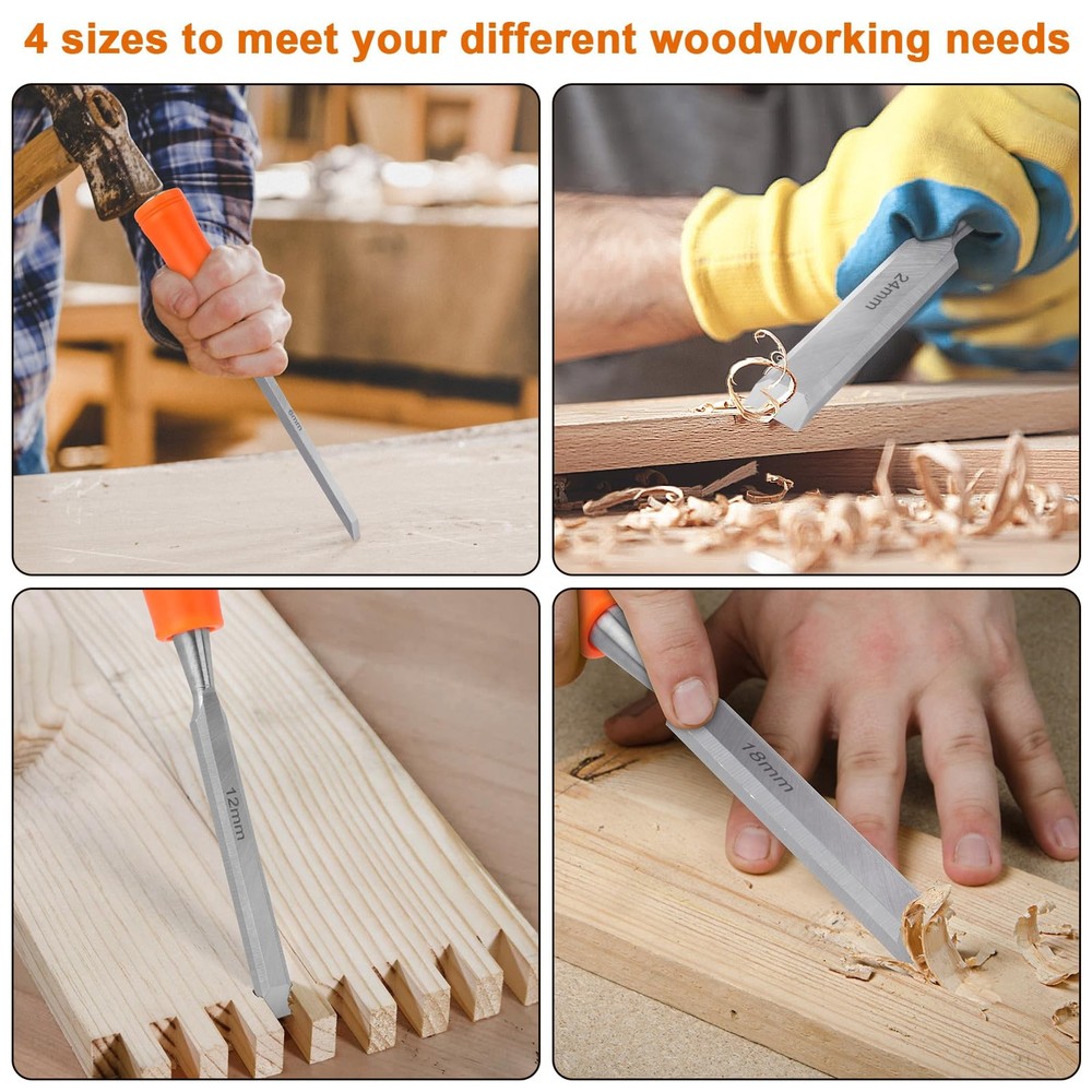 4 Piece Wood Chisel Sets Woodworking Tools Set, Chisels for 4 Pack