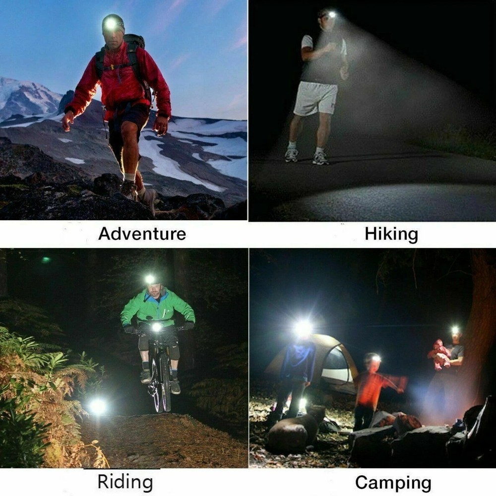 COB LED Headlamp USB Rechargeable Headlight 8 Modes Head Torch 5LEDs