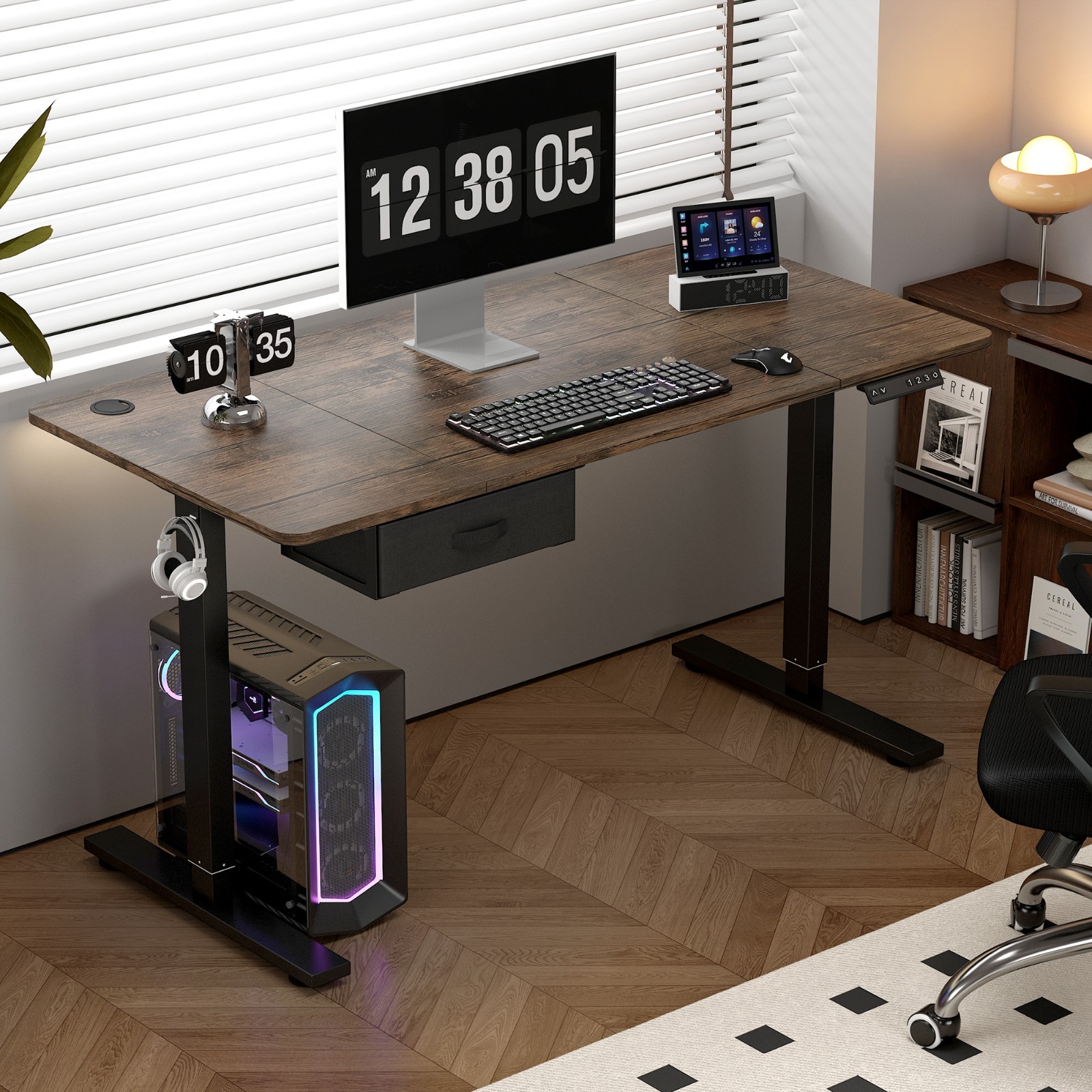 Height Adjustable Electric Standing Desk with Desk Drawer