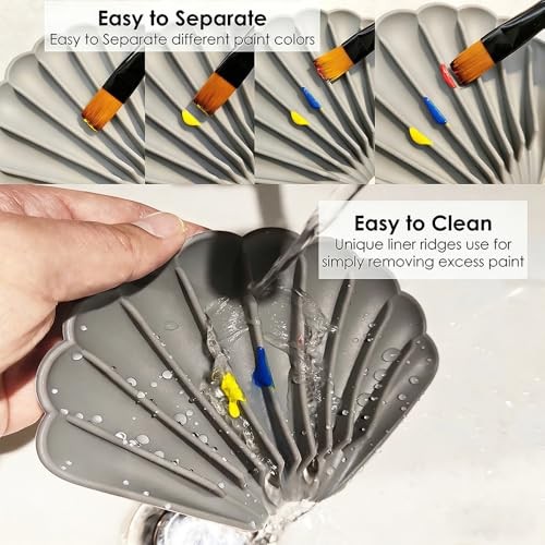 2 Pack Silicone Paint Brush Holders, Large and Small Paint Brush Rest with