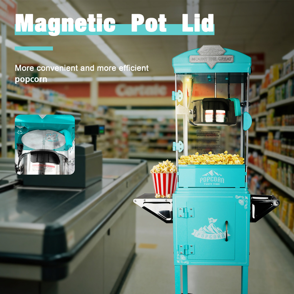 Popcorn Machine with Cart ,Wheels & 10 Oz Kettle Popcorn Maker Measuring