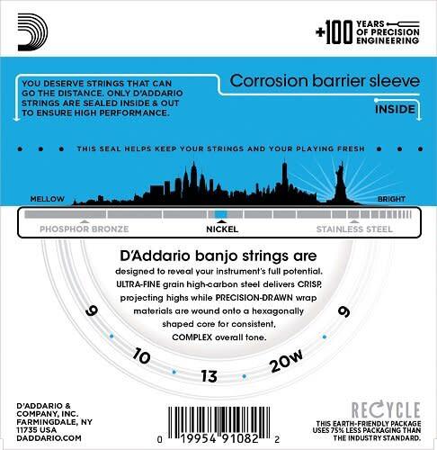 D'Addario EJ60 Banjo Nickel Light 9-20 String Set