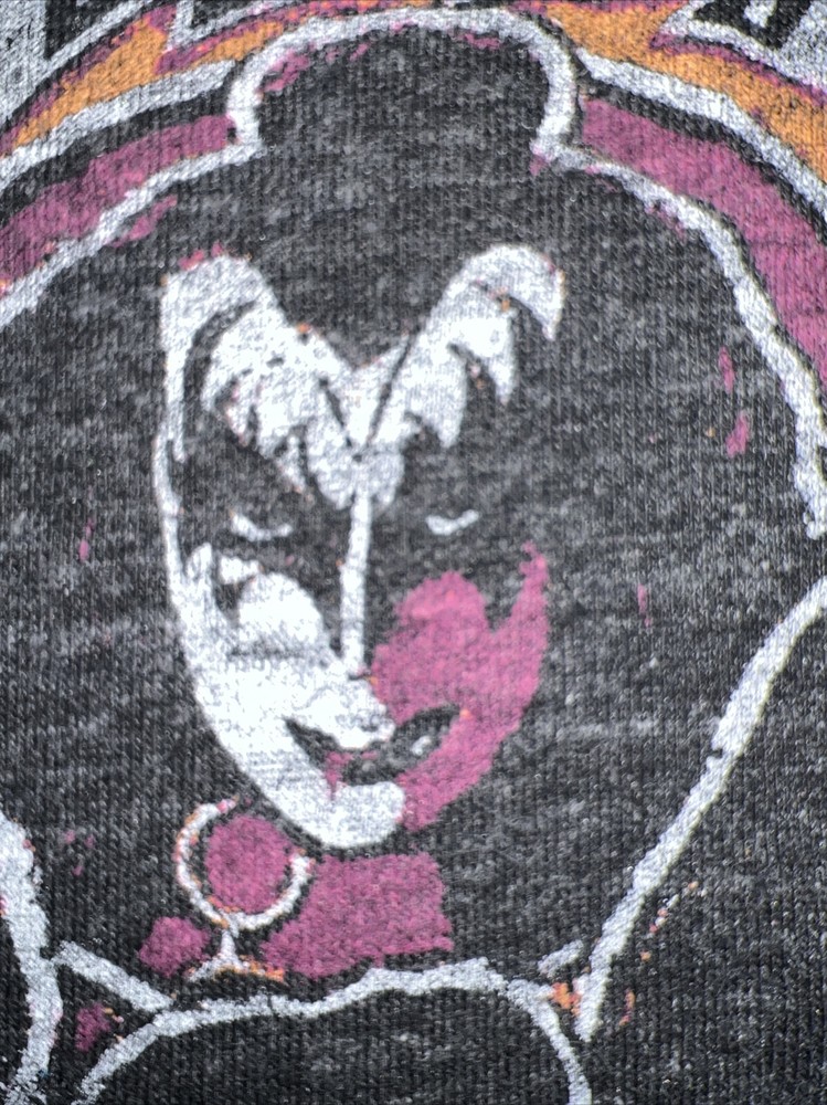 Women’s Vtg KISS’s Band ‘Alive In ‘77!’ 1977 Junk Food Tank Top Shirt Large Gray