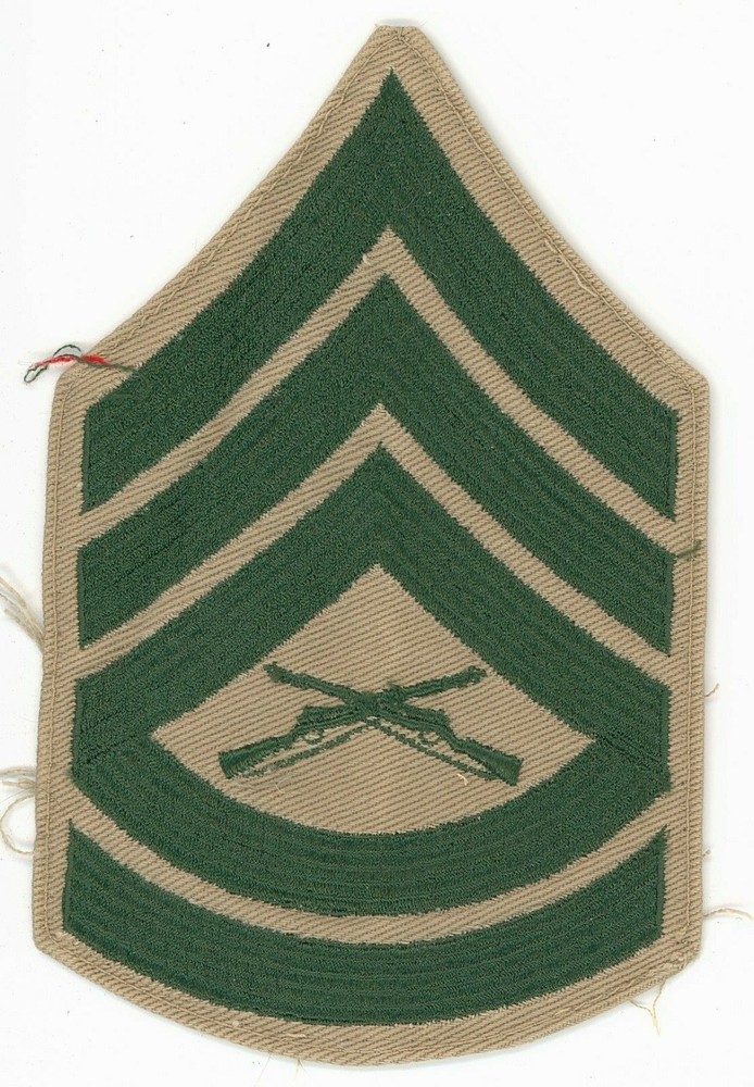 USMC Gunnery Sgt E7 Chevron Embroidered Green Tan Patch
