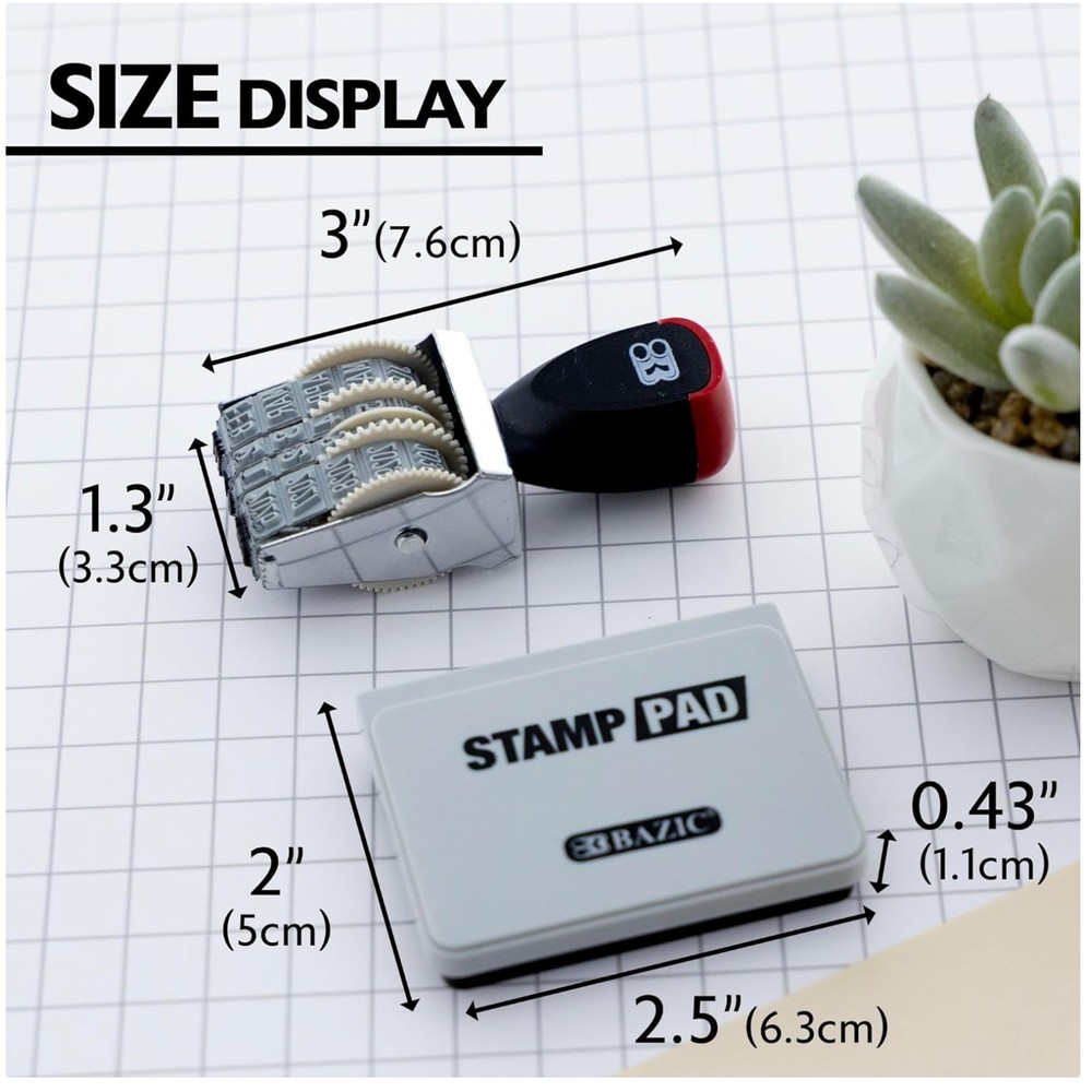 Date Stamp with Ink Pad - Adjustable Calendar Date