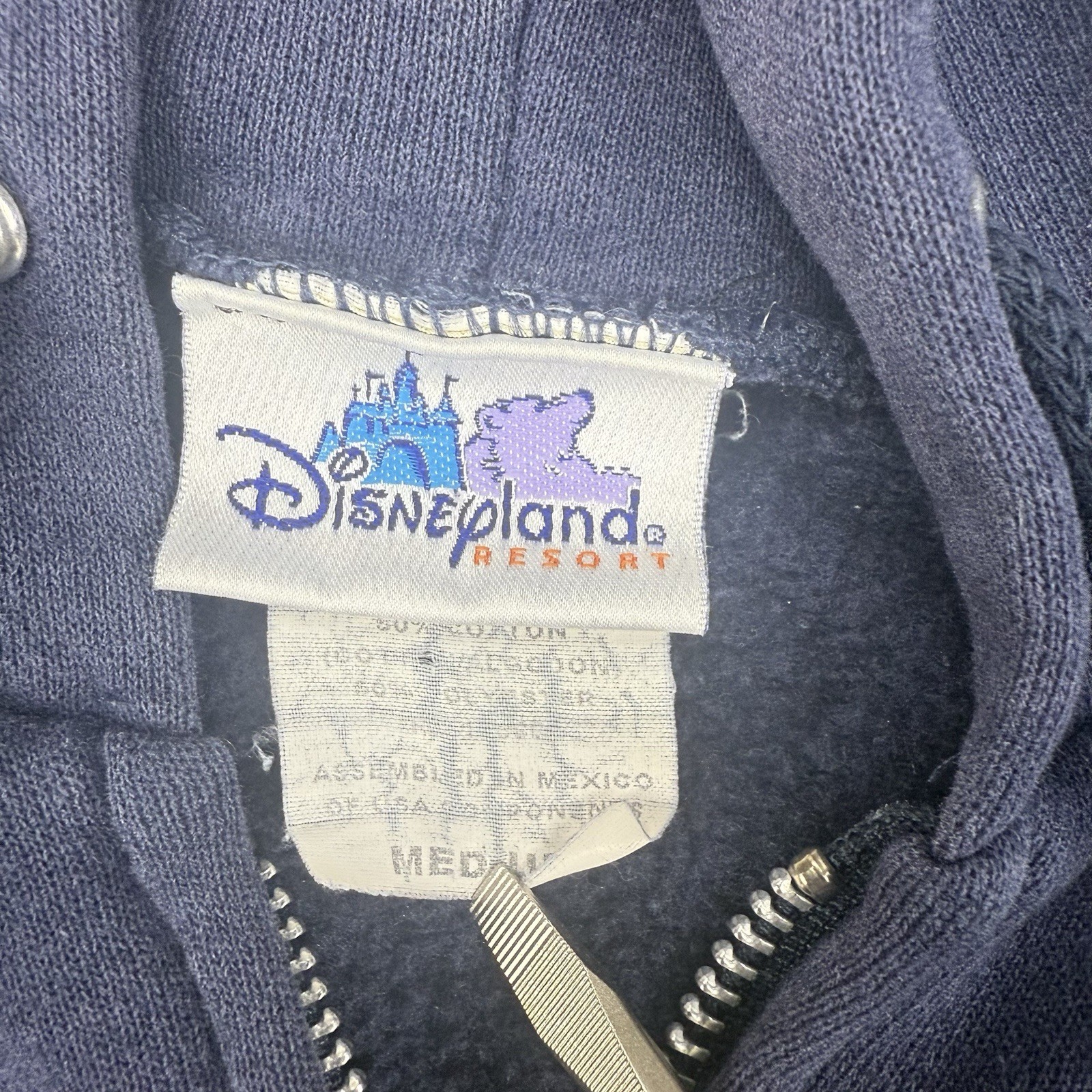 Y2K Disneyland Stitch Zip Hoodie Navy Blue Full Zip Disney Resort
