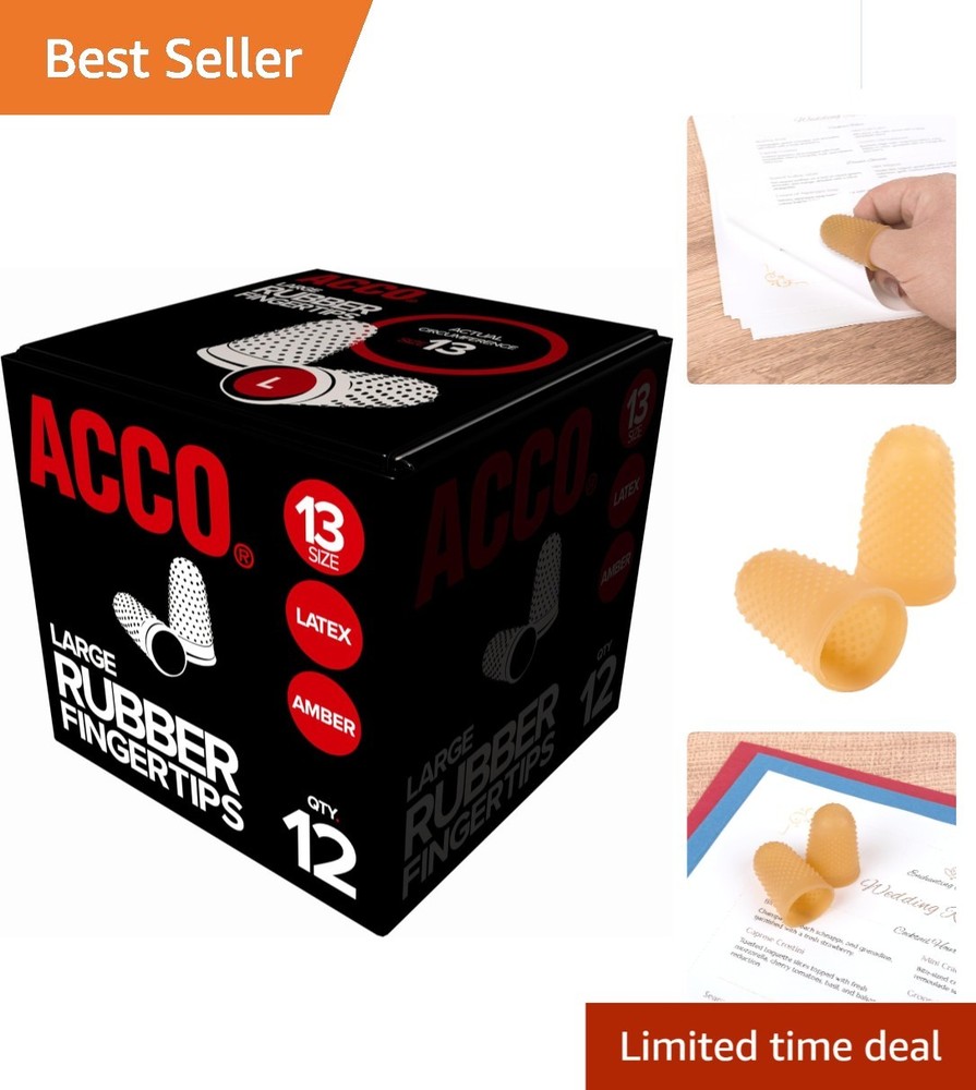 Professional Size 13 Amber Rubber Finger Tips – 12 Durable Tips for Documents