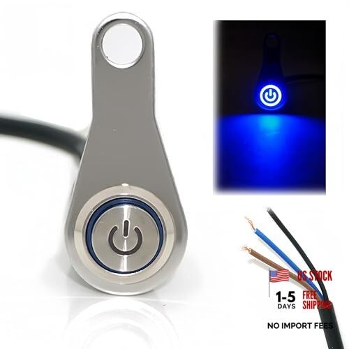 Motorcycle Universal Handlebar Light Power Control Switch Push Button Blue