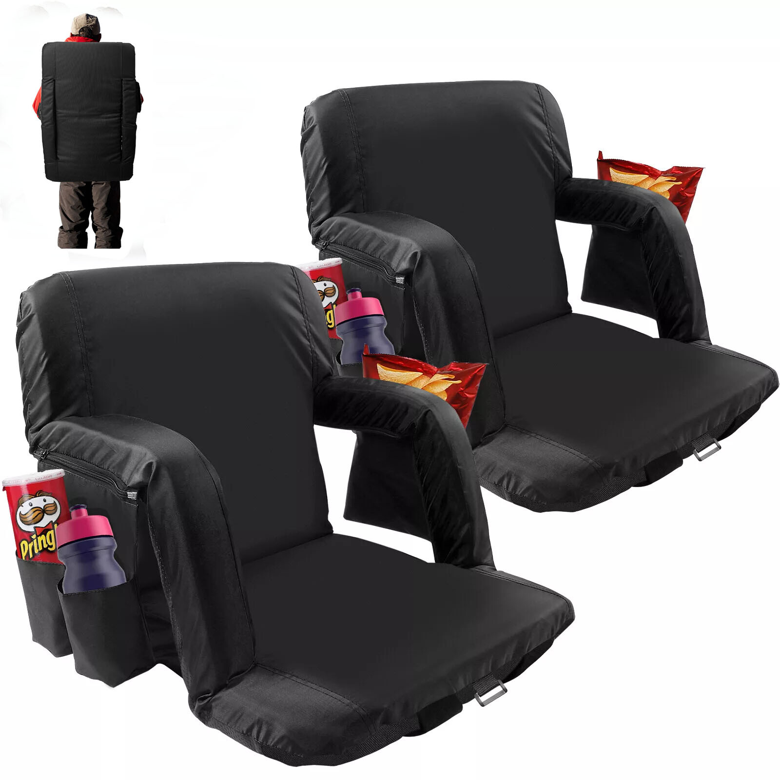 NAIZEA 2Pack Stadium Seats for Bleachers With Back Support 6 Reclining Positions