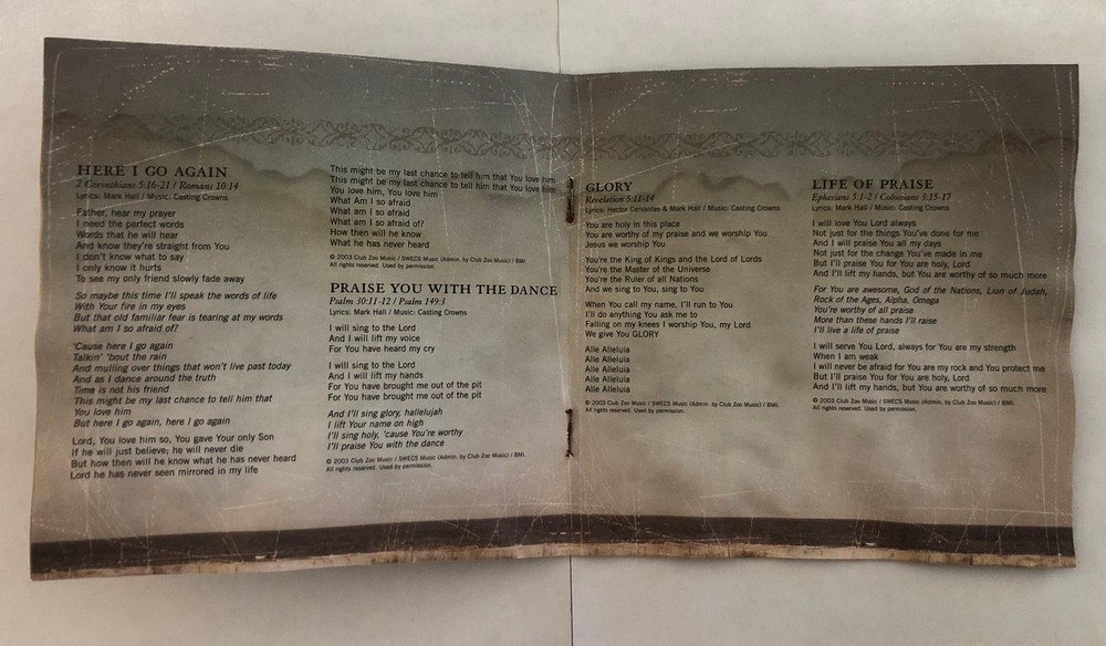 Casting Crowns Self-titled 2003 Signed Autographed CD Insert Only Water Damaged