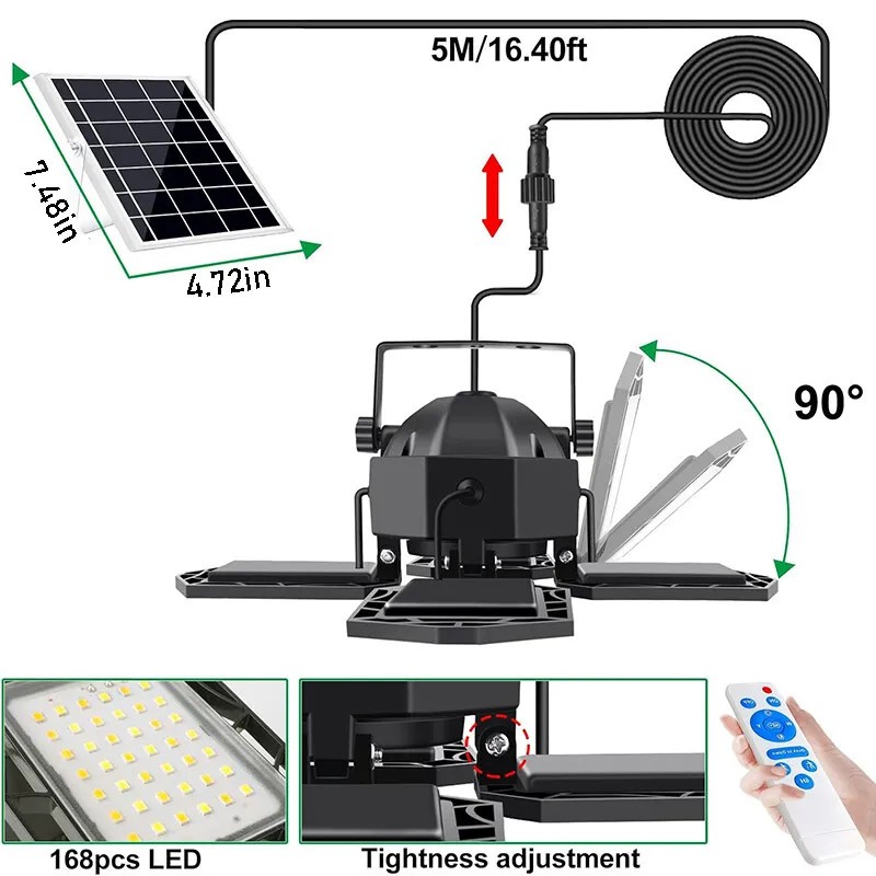 168LED Solar Pendant Light Outdoor Indoor Solar Powered Motion Sensor Shed Light