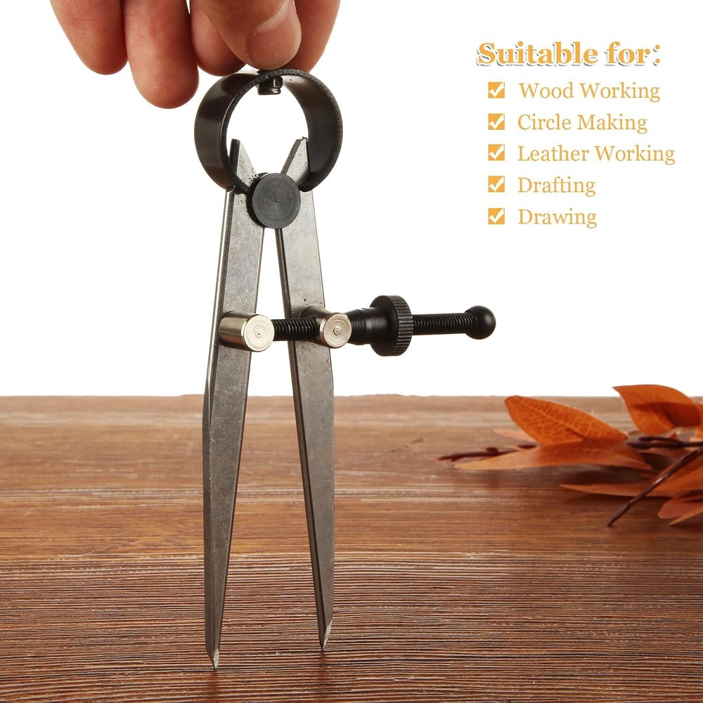 Adjustable Lockable Spring Compass Leather Wing Divider 4/6/8 in Measuring Tool