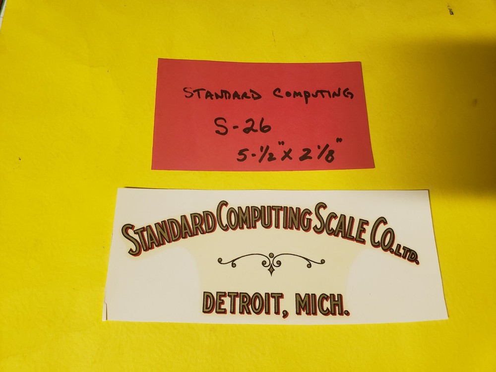 (1) STANDARD COMPUTING CO. ANTIQUE SCALE DECAL (1)  #S-26
