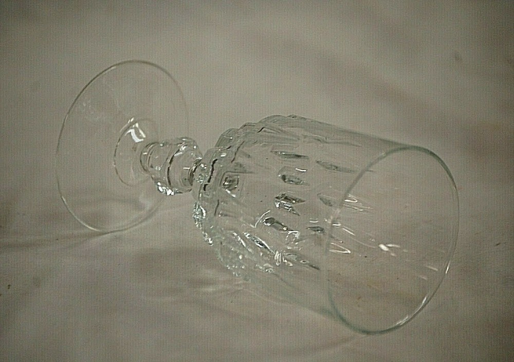 Wine Goblet Footed Knob Stem Clear Glass Unknown Maker
