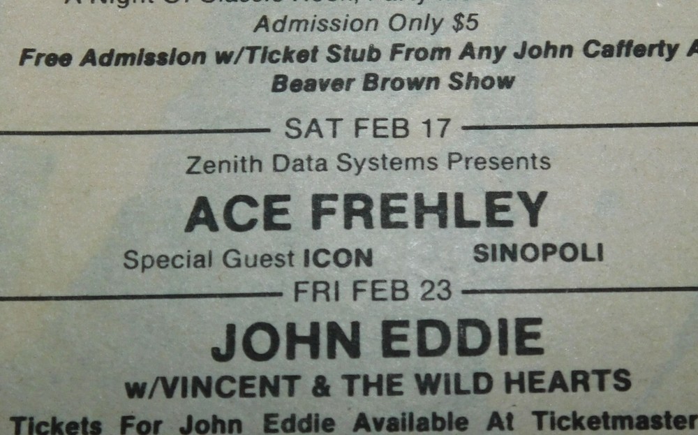 Kiss ACE FREHLEY Concert Ad Advert Stone Pony NJ Trouble Walkin Vintage Kiss A