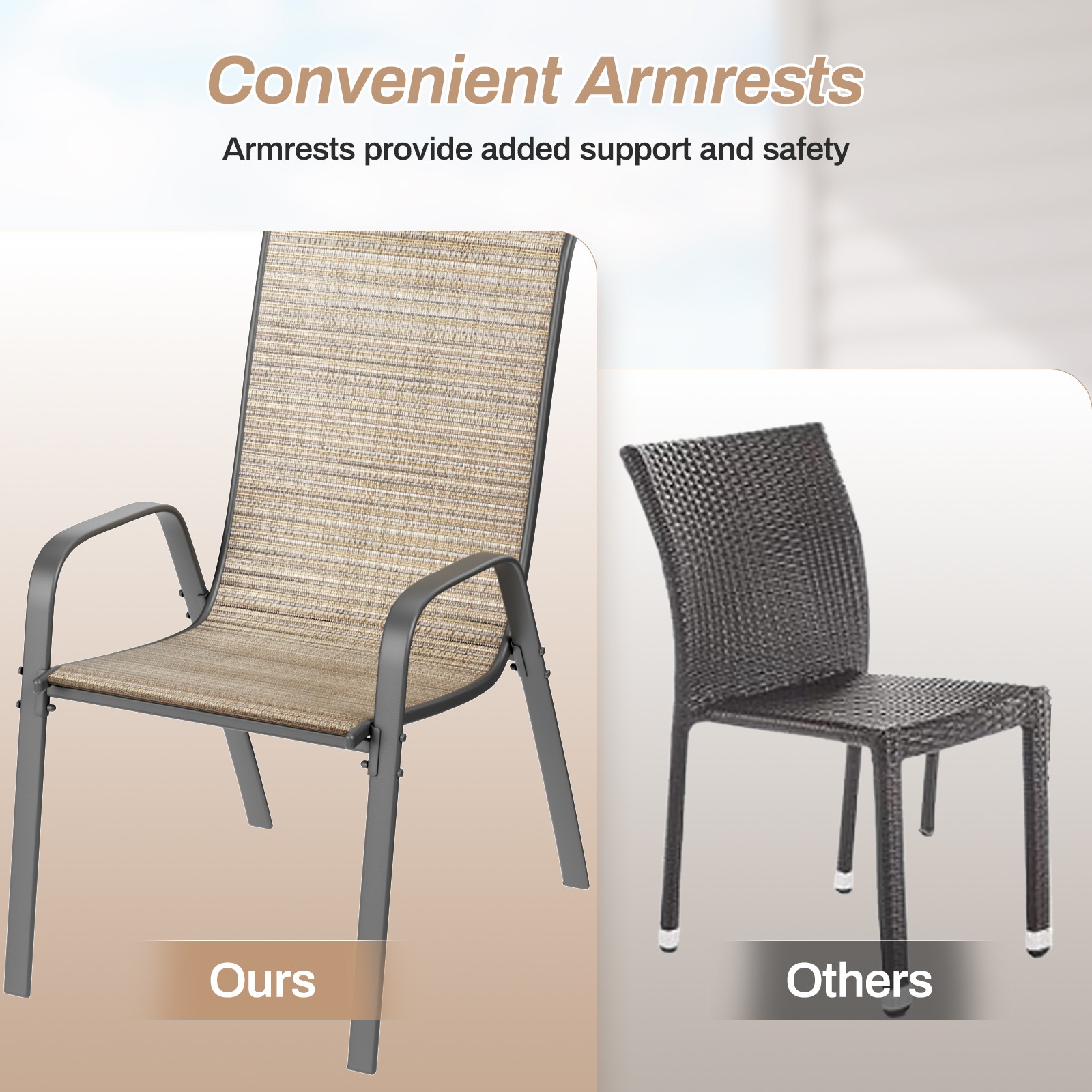 Patio Dining Chairs Set of 6 Outdoor Patio Furniture Dining Chairs for Garden