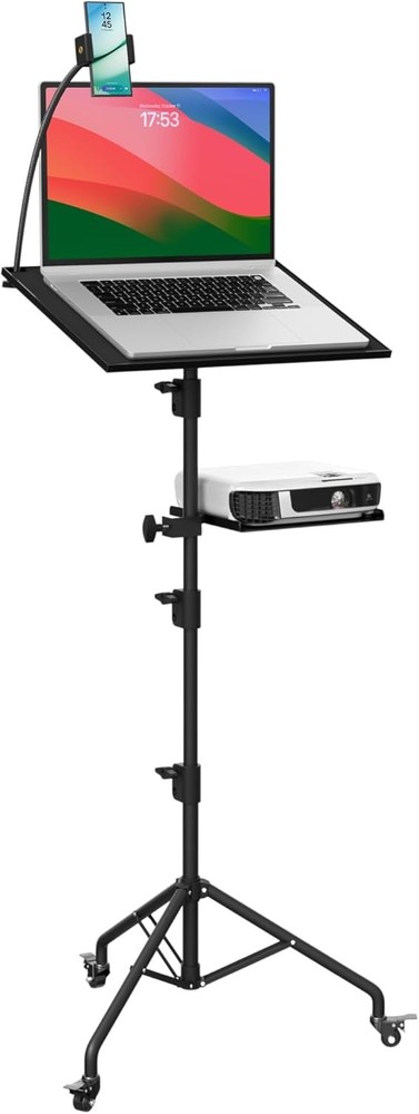 Projector Stand Tripod Laptop with Wheels & Adjustable Height Black