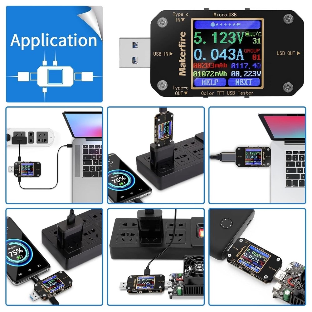 Advanced USB Multimeter: 360° Rotating LCD, Temperature Alerts, Compact Design