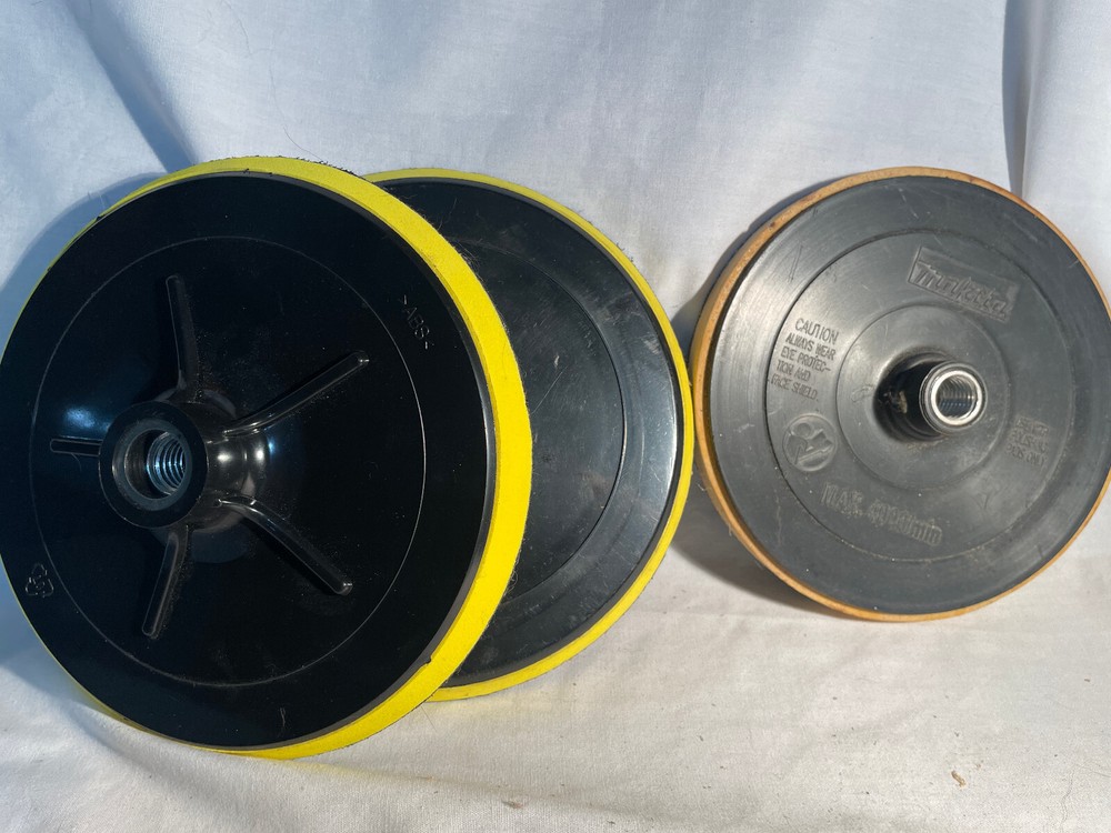 3 New  6 1/2" dia. Hook and Loop Backing Plate with  5/8" thread