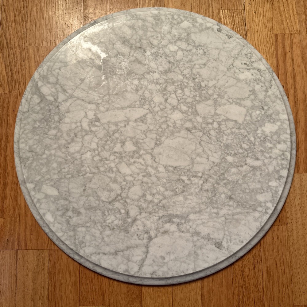 Vintage Solid Replacement 24” Marble Table Top (Italy) White & Gray Veining