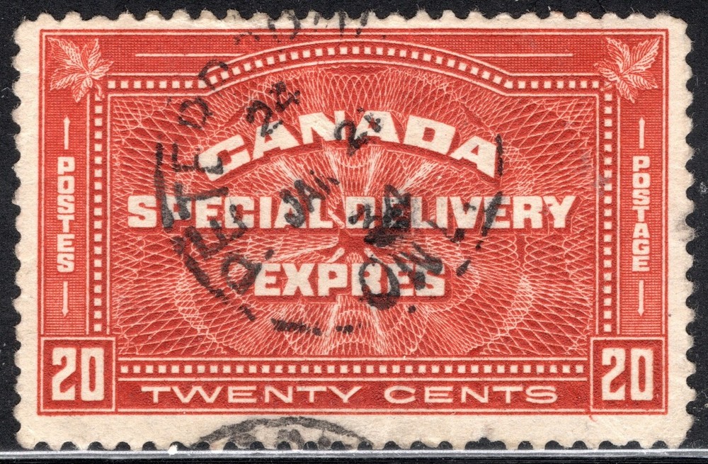 Canada Stamp Scott #E4, 20c, Special Delivery, Used, SCV$17.50 (E)