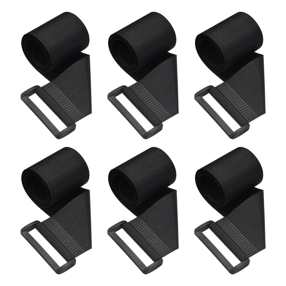 6pcs Reusable Cinch Straps 2"x19.7" Hook and Loop Cable Securing Straps, Black