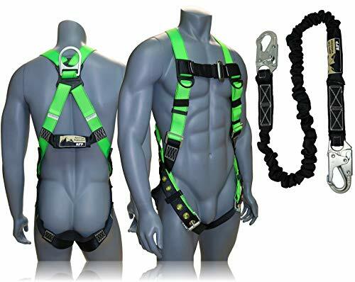 Fall Protection Safety Harness Lanyard Construction Roofing Combo Kit ANSI OSHA
