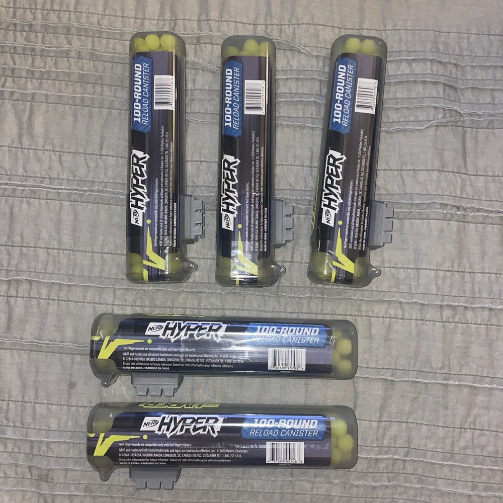 (5 PACK) 100 Round Each Nerf Hyper Blaster Easy Reload Canister E8960 SEALED/NEW