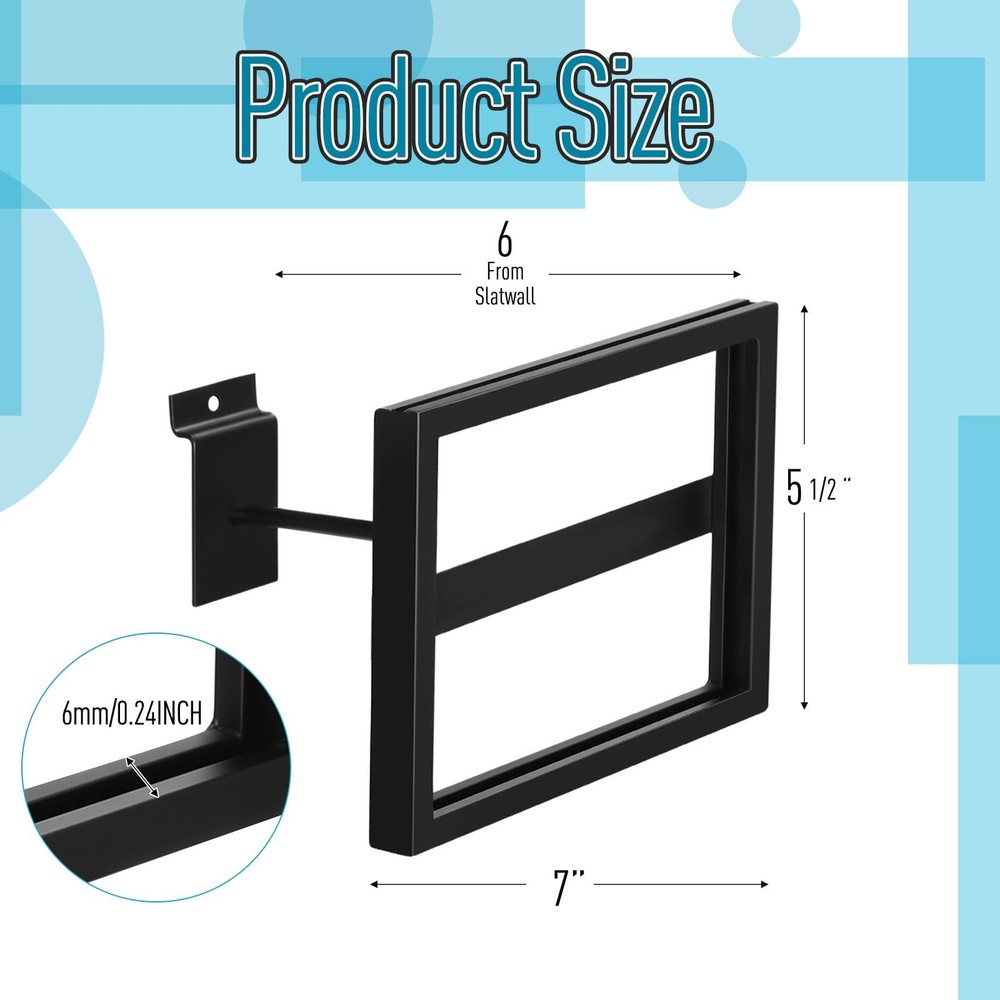 4 Pcs Rectangular Faceout Sign Holders for Slatwall Holds Gridwall Accessorie...