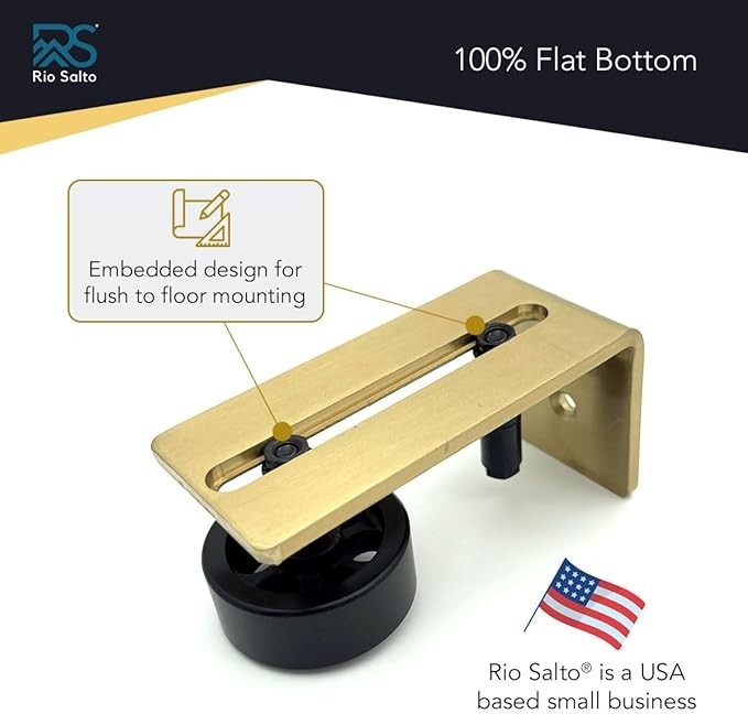 Gold Barn Door Floor Guide 2-Pack Hardware Kit Adjustable Width Sliding Hardw...