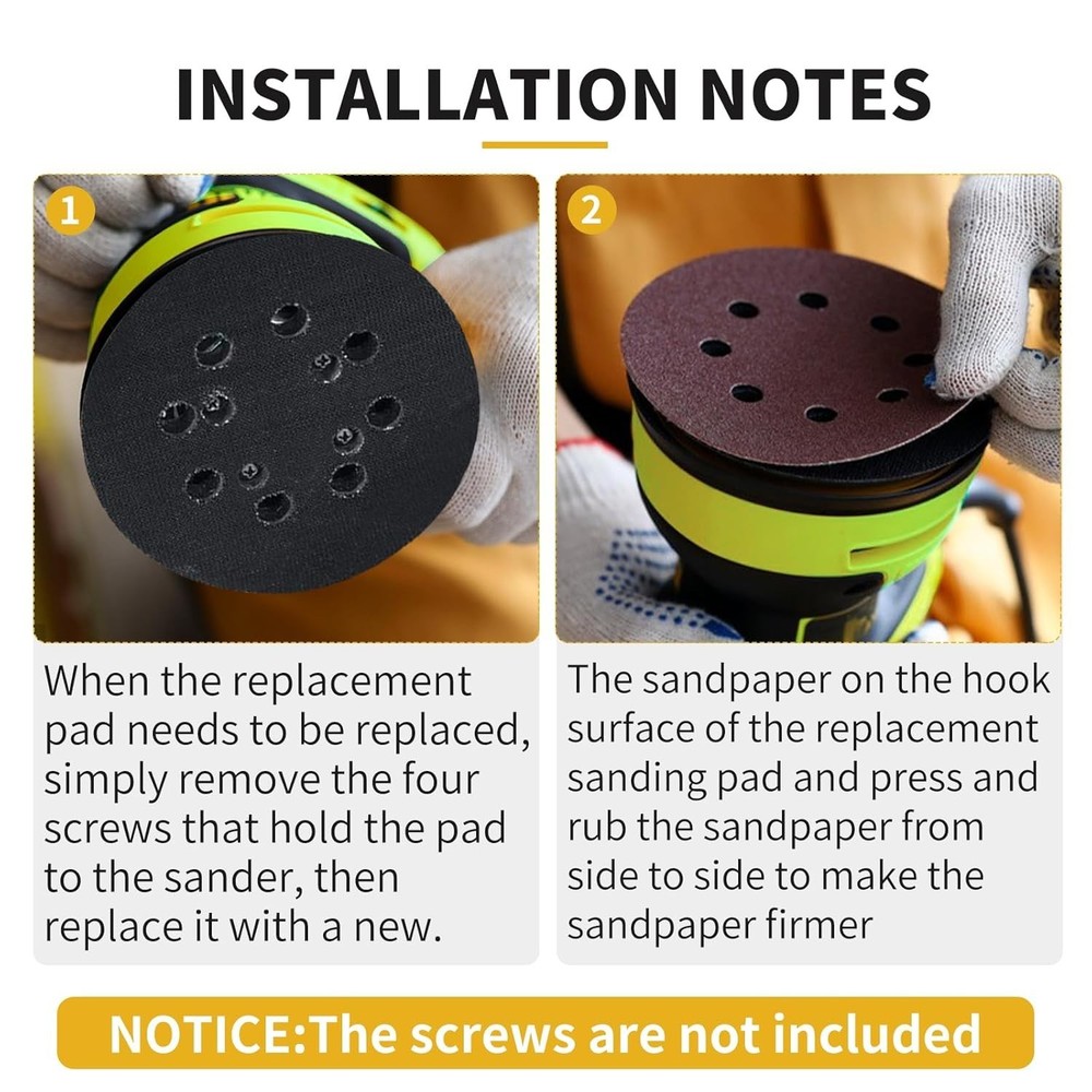 4-Pack 5" Hook & Loop Sander Pads for Ryobi & More
