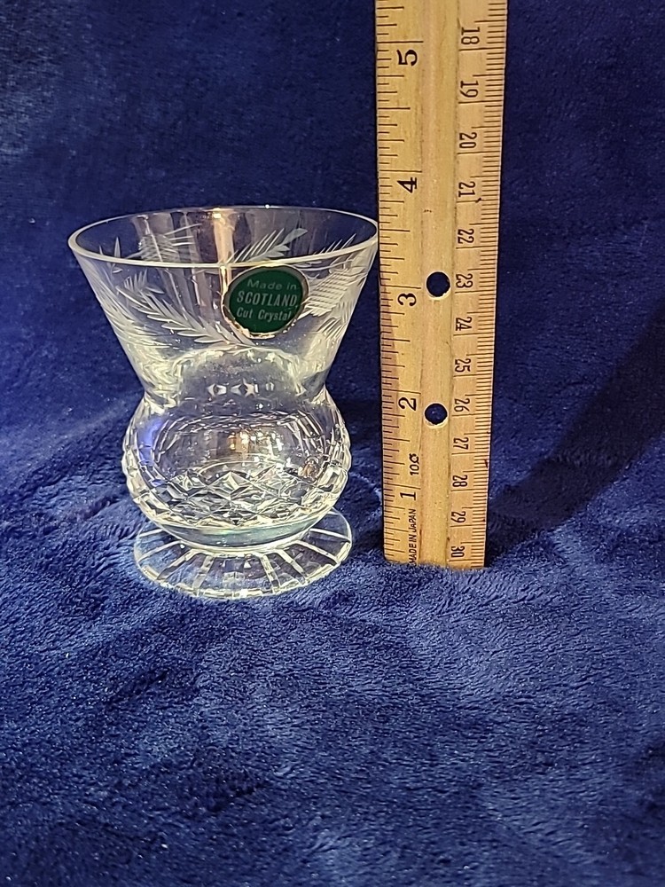 Cut Crystal Bud Vase 3.5" Made in Scotland Unknown Pattern