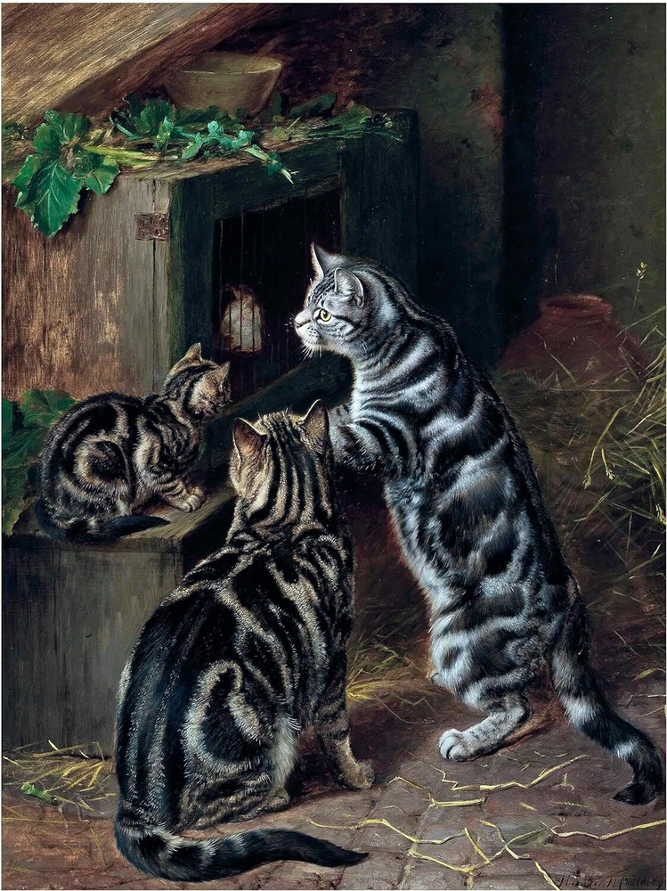 Visiting Time Cat Kittens Accent Tile Mural Kitchen Art Wall Backsplash Ceramic