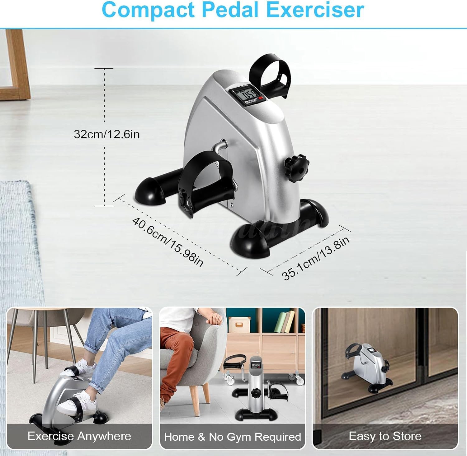 Portable Mini Cycle Bike Foot Pedal Exercise Machine Arm Leg Recovery Peddle US