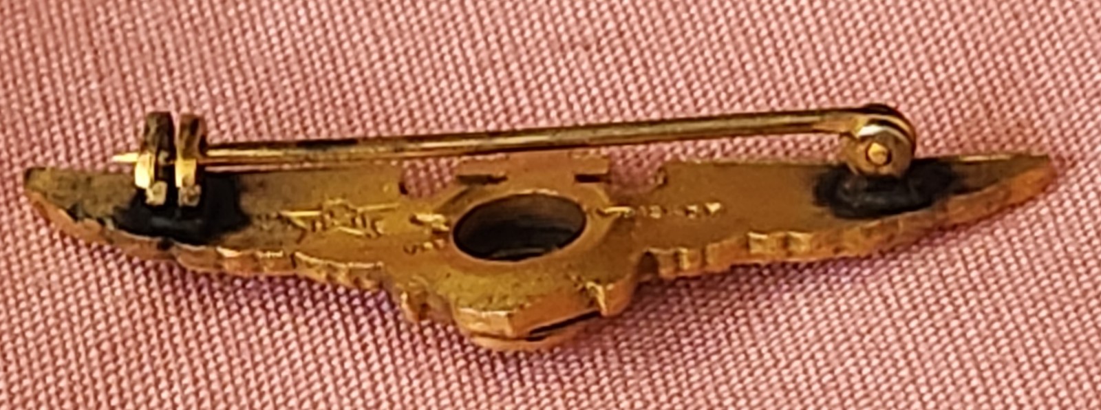 Vtg WWII US Navy Aviator Pilot Sweetheart Wings Pin H&H 1/20 12k GF W/Gemstone