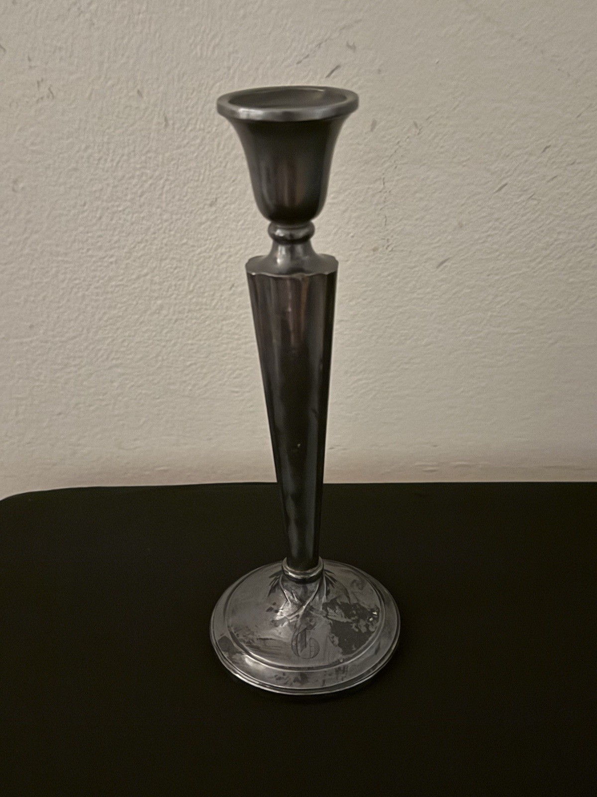 Vintage Sterling Silver Cemented Reinforced Candlestick Monogrammed