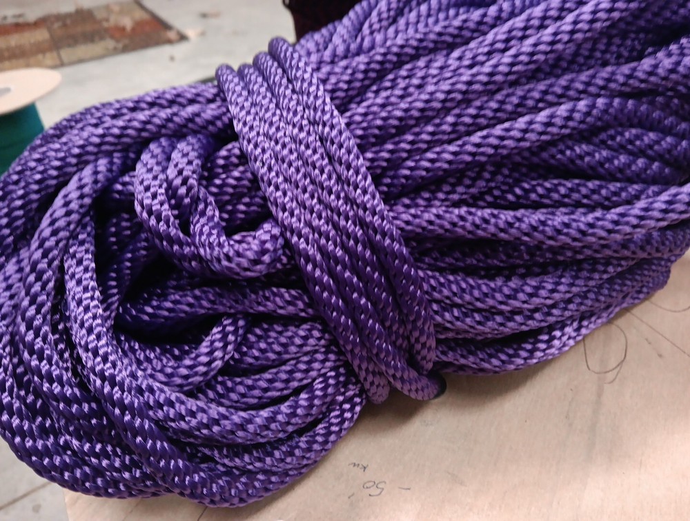 3/8” x 190ft. Solid Braid Polyester Rope. Made in USA. Purple