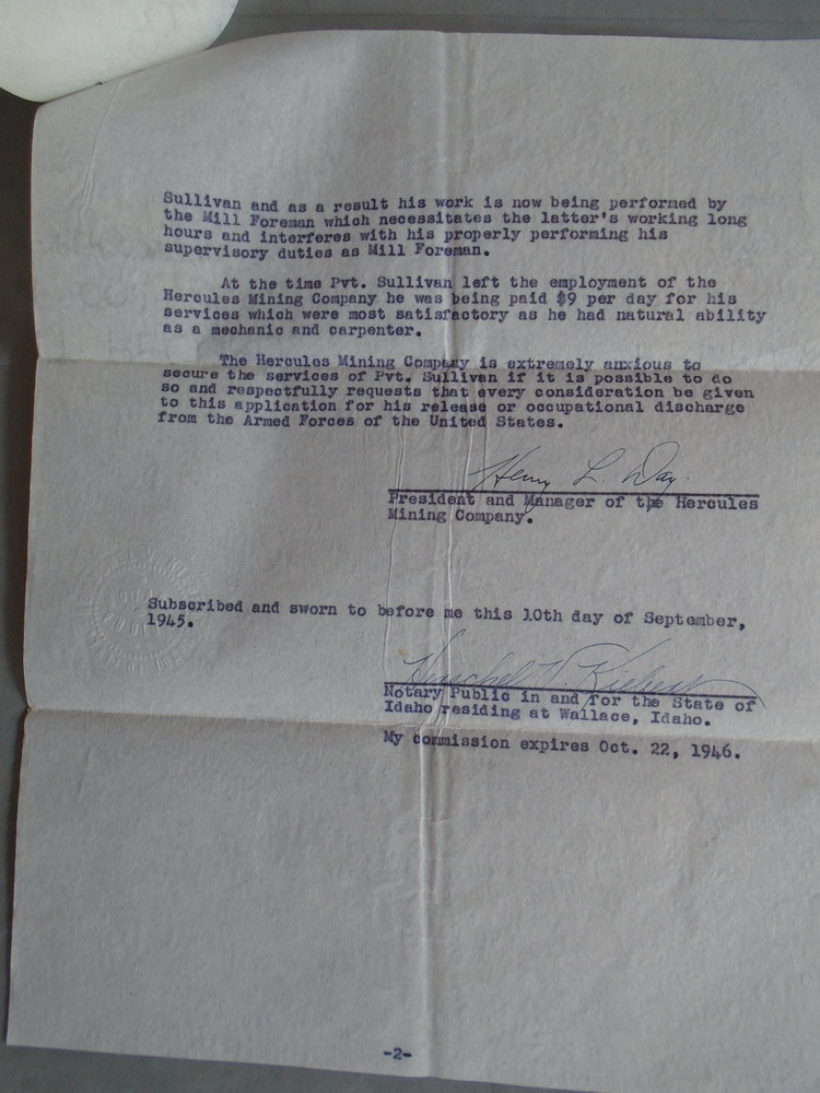 US Army, request for occupational discharge, carbon copy