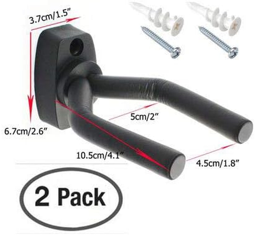 2-PACK Guitar Hanger Hook Holder Wall Mount Display, W/Hardware