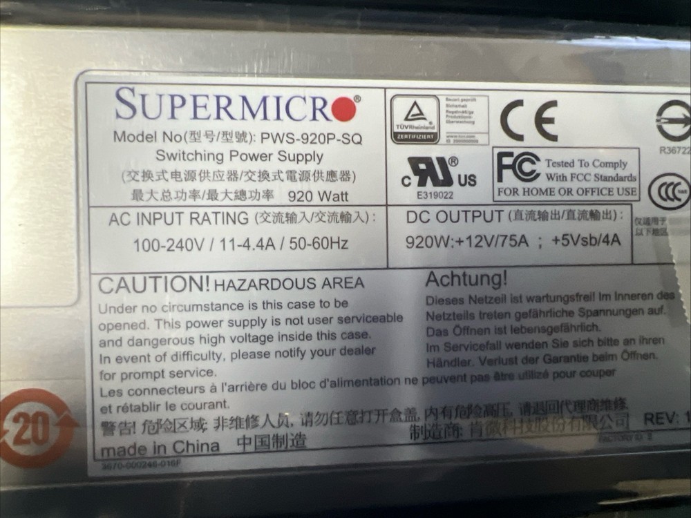 SUPERMICRO PWS-920P-SQ 920WATT