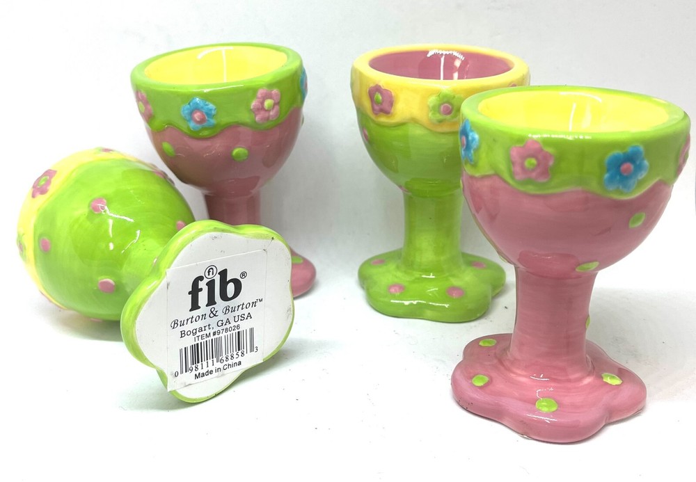 Ceramic Polka Dot Egg Cups Set/4