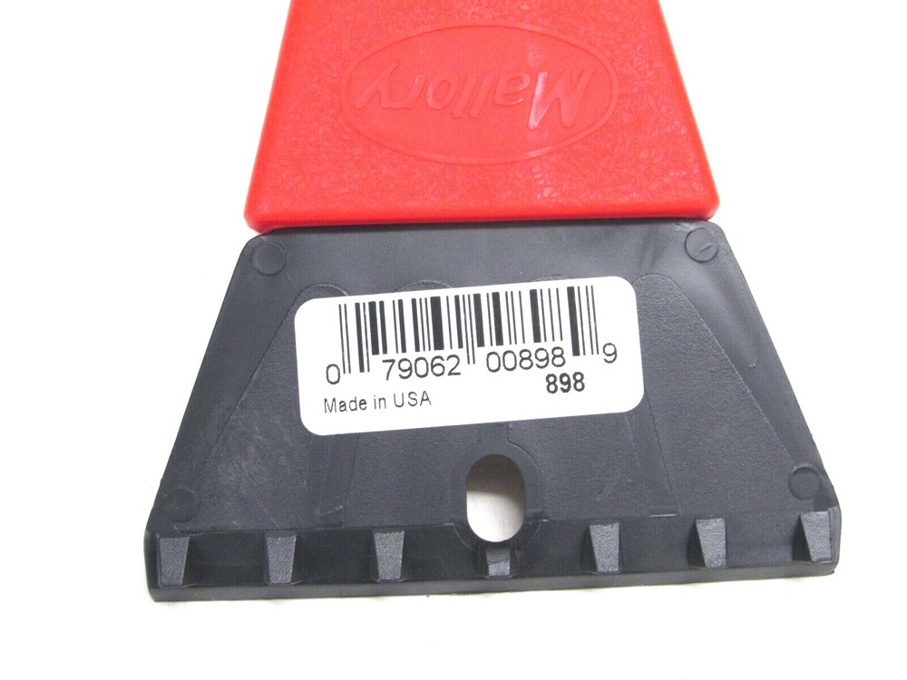 NOS! MALLORY 10" RED PLASTIC ICE SCRAPER, #898