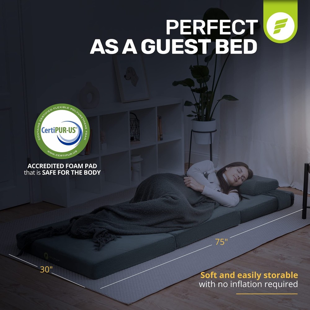 Sleeping Pad for Camping Mattress – Thick, Extra Supportive 2-Layer Foldable ...