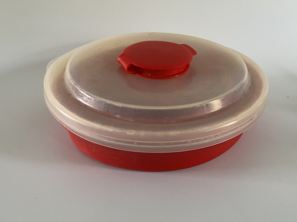 Pampered Chef Microwave Popcorn Maker Red Silicone Collapsible